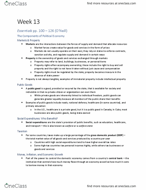 GVPT 280 Chapter Notes - Chapter Week 13: Gross Domestic Product, Private Good, Liberal Democracy thumbnail